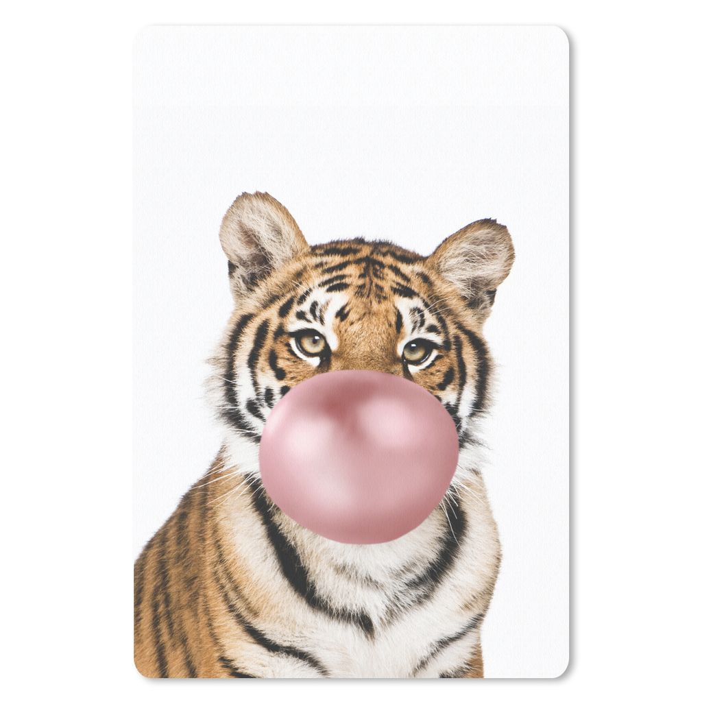 MuchoWow Mauspad Mousepad Tiger - Tiere - Kaugummi - Junge - Mädchen - Kind 18x27 cm - Mousepads - Maus Mat - Pad - Mausunterlage