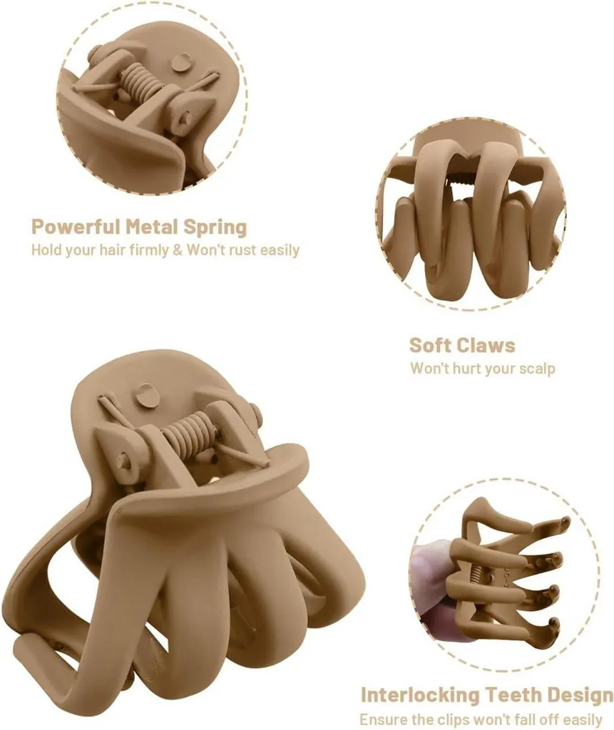 Pinces à Cheveux pour Chignon et Demi-queue - Marron Mat Format 4cm