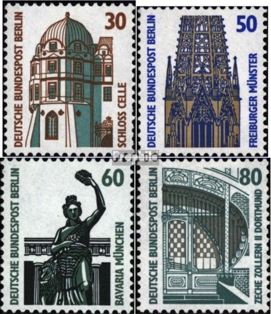 Briefmarken Berlin (West) 1987 Mi 793A R-796A R mit Zählnummer (kompl.Ausg.) postfrisch Sehenswürdigkeiten