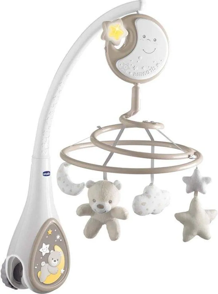 Boîte à musique bébé beige avec éclairage de chevet et veilleuse LED