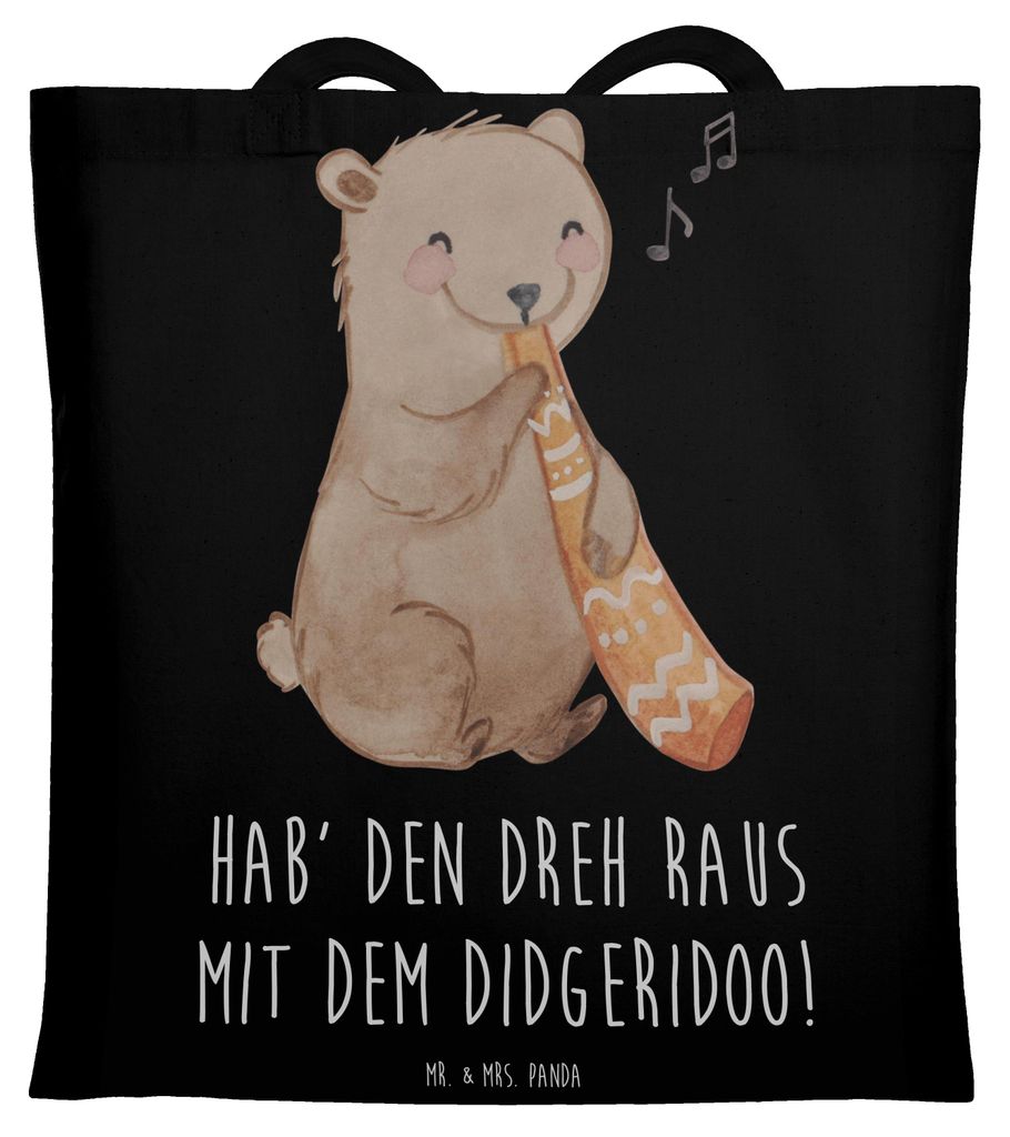 Mr. & Mrs. Panda Stoffbeutel Didgeridoo Dreh - Schwarz - Geschenk, Australien, Spielen lernen, Uni Tasche, Instrument, spirituell, tief, Musik, Mus...