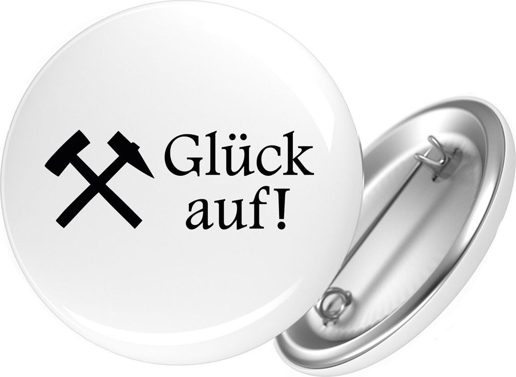 Huuraa Button Glück auf! Ruhrpott 59mm rund mit Sicherheitsnadel Ansteckbutton Geschenkidee