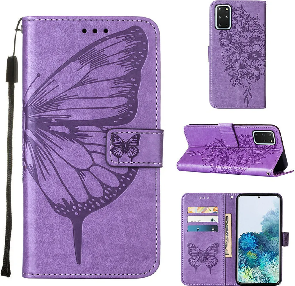 Custodia Samsung S20 Plus Viola Farfalla | Cover a Libro in Pelle - 1
