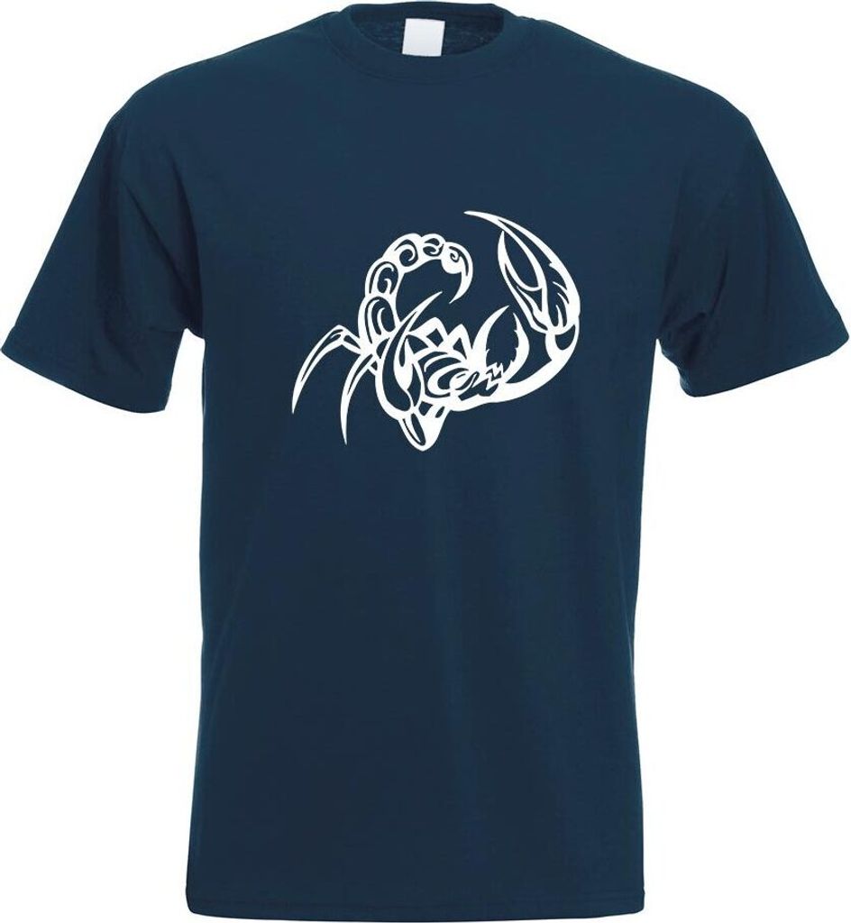 Kiwistar - T-Shirt - Navy - Skopion Motiv Bedruckt Funshirt Design Print - mit Motiv Bedruckt - Funshirt Design - Sport - Freizeit - Herren - XXL