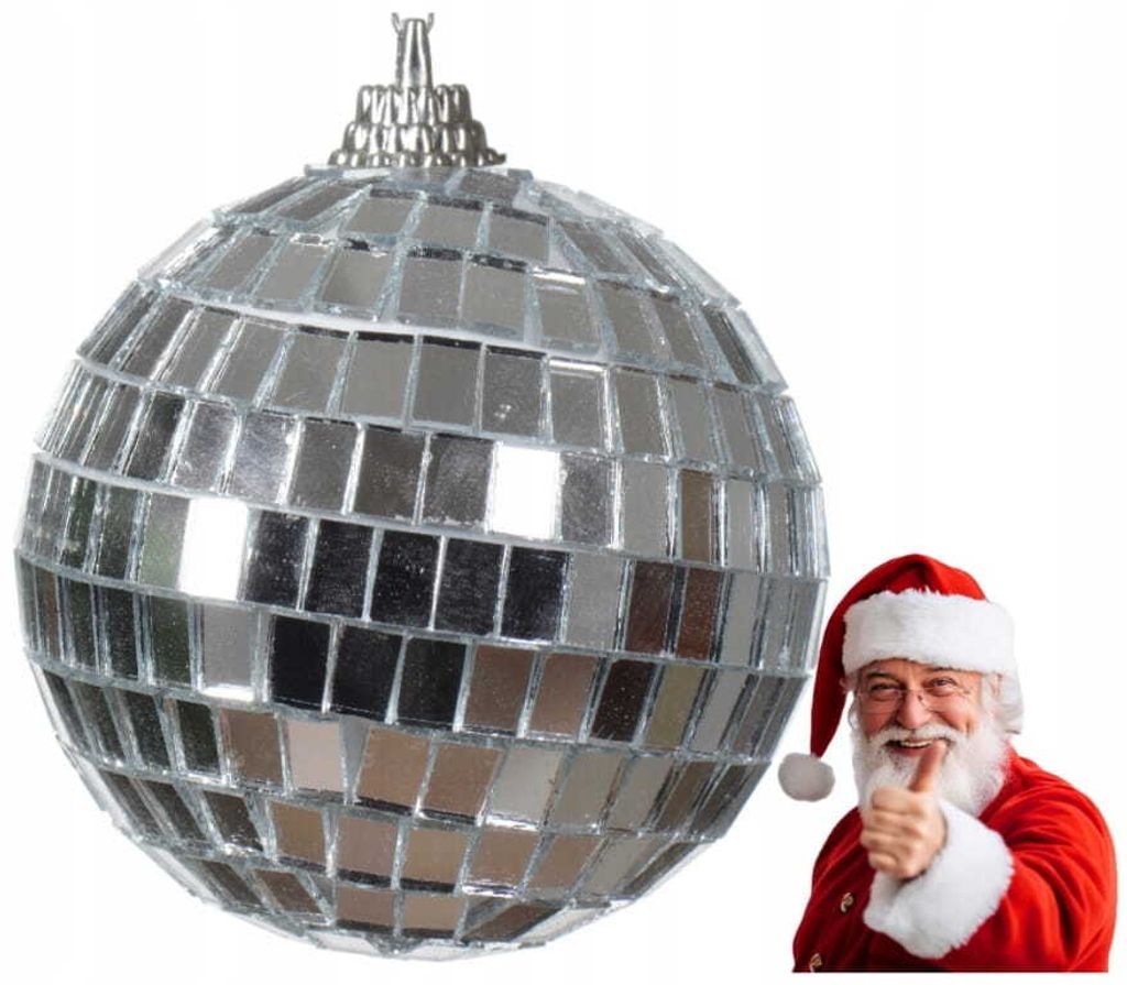 Weihnachtskugel Disco Silberfarben mit Spiegelplättchen Ø 6 Produktbild 5