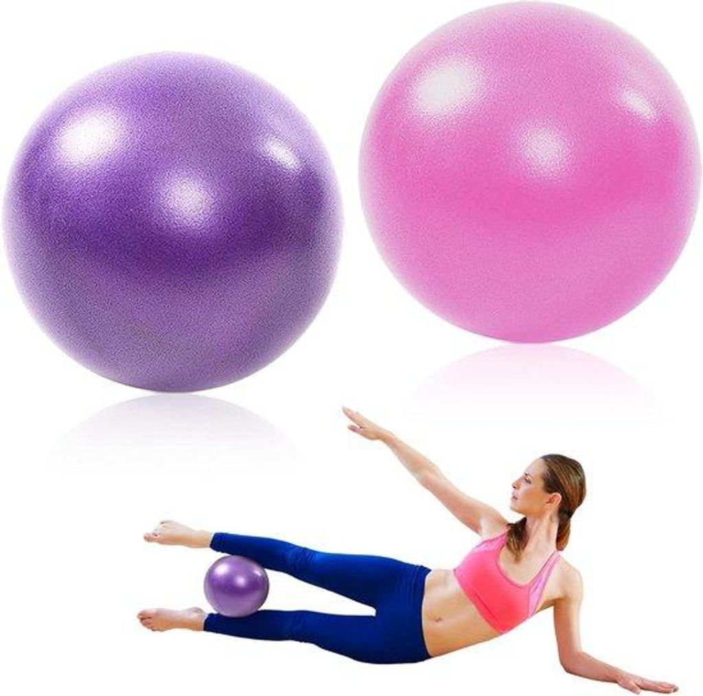 Zwei kleine Fitnessbälle für Pilates und Balance-Training (25 cm, Lila + Rosa) - ideal für Home-Office und Fitnessräume