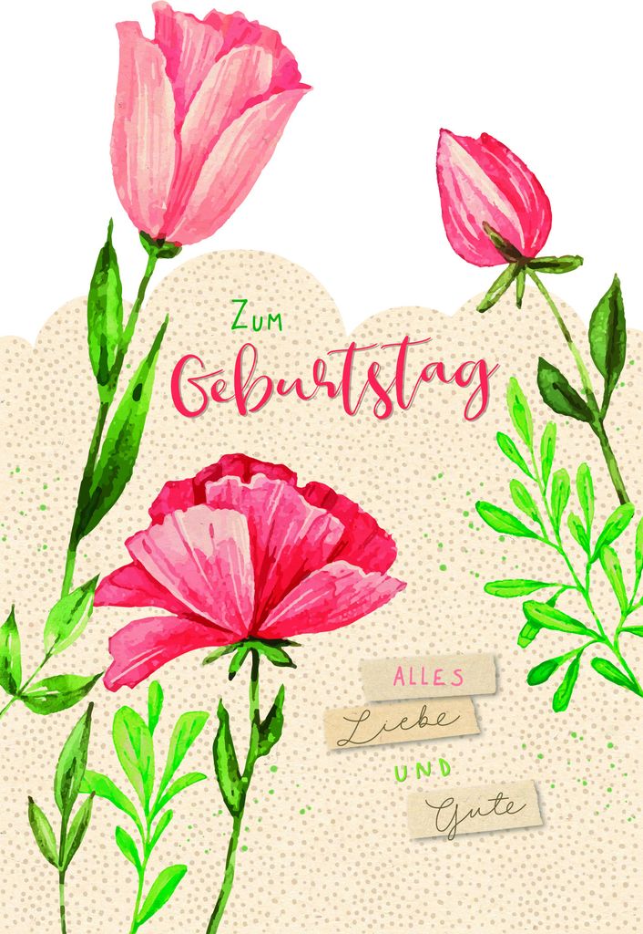 Geburtstag Green Line Laser Art Karte mit Umschlag Blumen