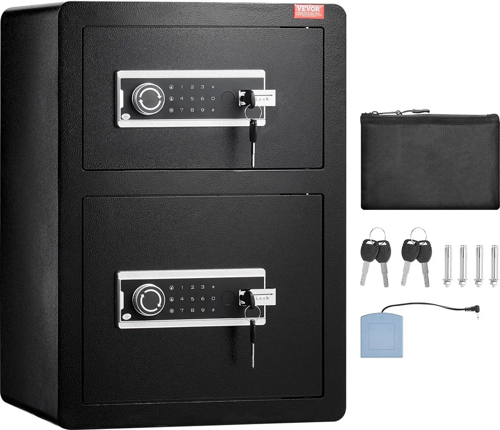 Coffre-fort de sécurité 59cm Noir à double accès Code et Clé USB - 9