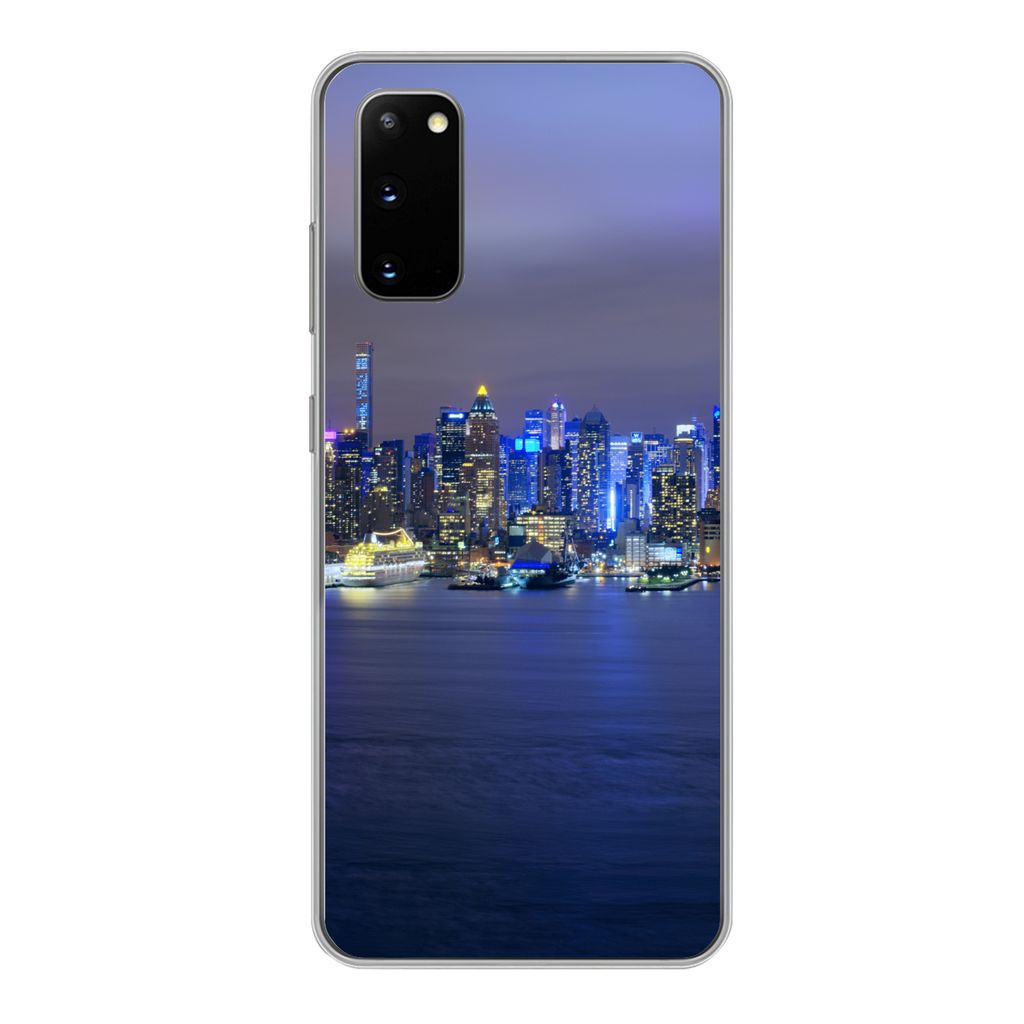 MuchoWow Handyhülle Schutzhülle Hülle für Samsung Galaxy S20 New York - Skyline - Nacht Silikon Softcase Handy Hülle - Bild