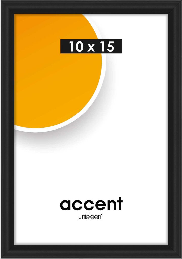 A product image of a black picture frame with a graphic element and text.