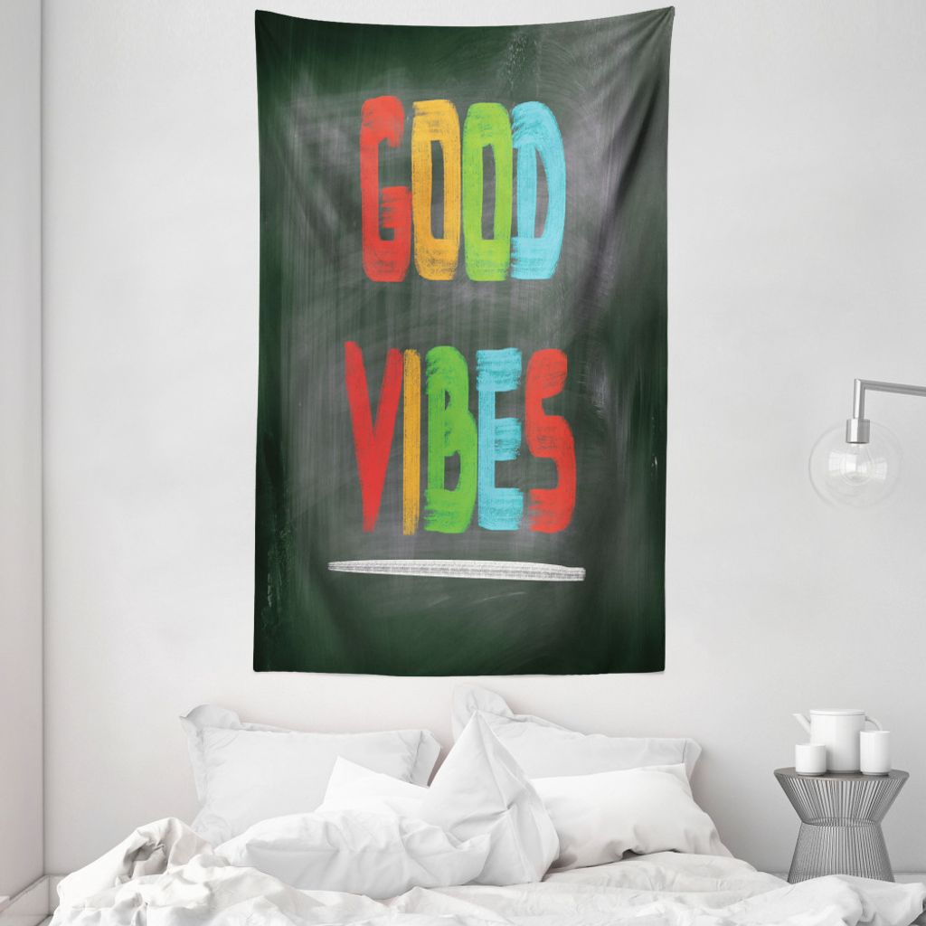 ABAKUHAUS Good Vibes Wandteppich und Tagesdecke, Tafel Bunte aus Weiches Mikrofaser Stoff Waschbar ohne Verblassen Digitaldruck, 140 x 230 cm, Mehr...