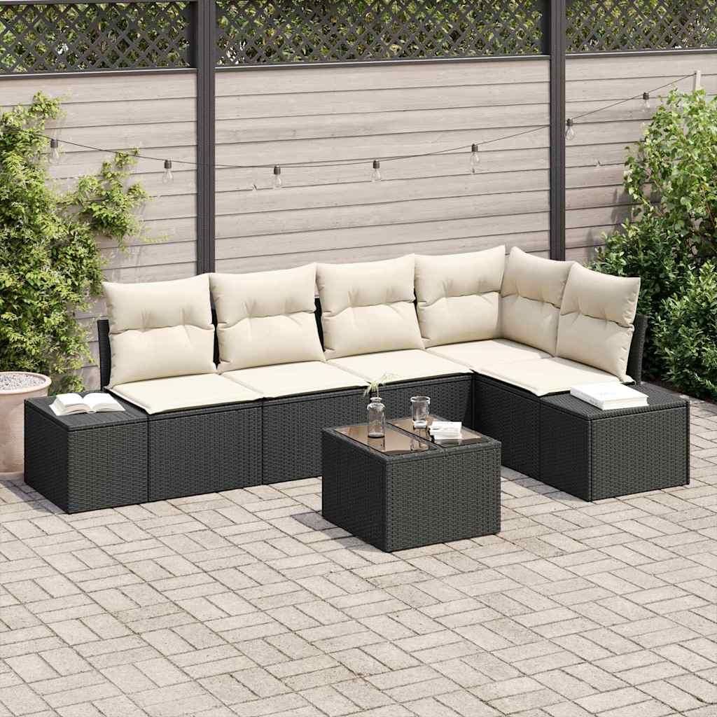 "2026 Promotion" Garten-Sofa-Set - Balkonmöbel - mit Kissen - mit Speicher 6 pcs - Braun und Creme - Gartenmöbelset CC19394