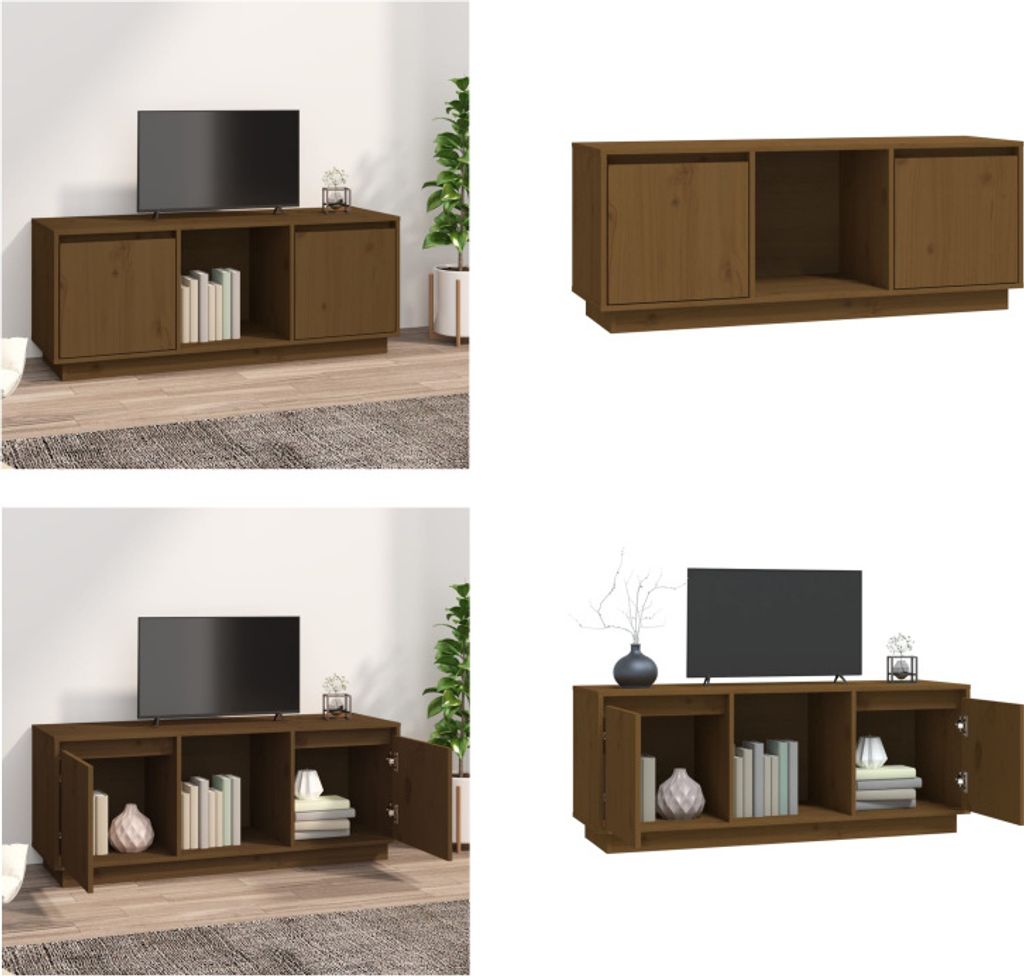 vidaXL TV Schrank Honigbraun 110,5x35x44 cm Massivholz Kiefer - TV-Schrank - TV-Schränke - TV-Möbel - TV-Ständer