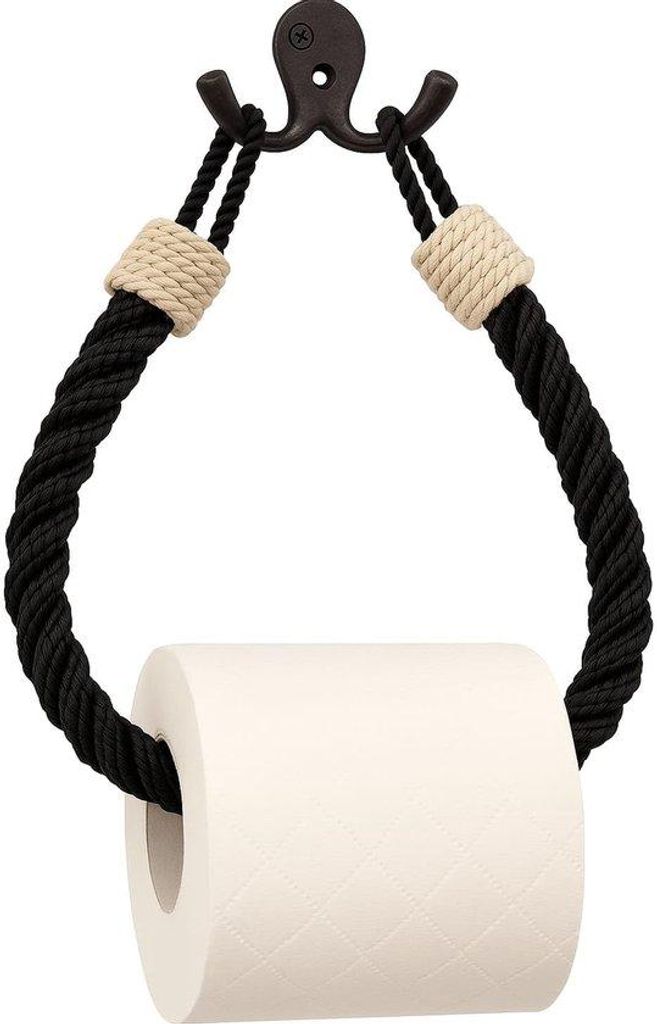 Wandgemontierte Jute Toiletrolhalter, Retro-Stil, Blauw