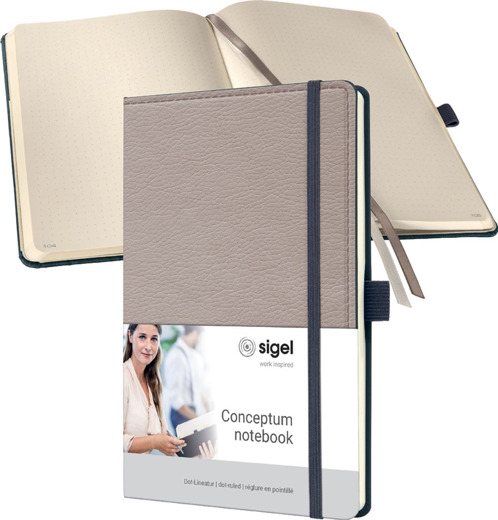 SIGEL CO693 Notizbuch Conceptum - Design Casual - punktkariert (Dot-Lineatur) - ca. A5 - beige - Hardcover - 194 S. - PEFC-