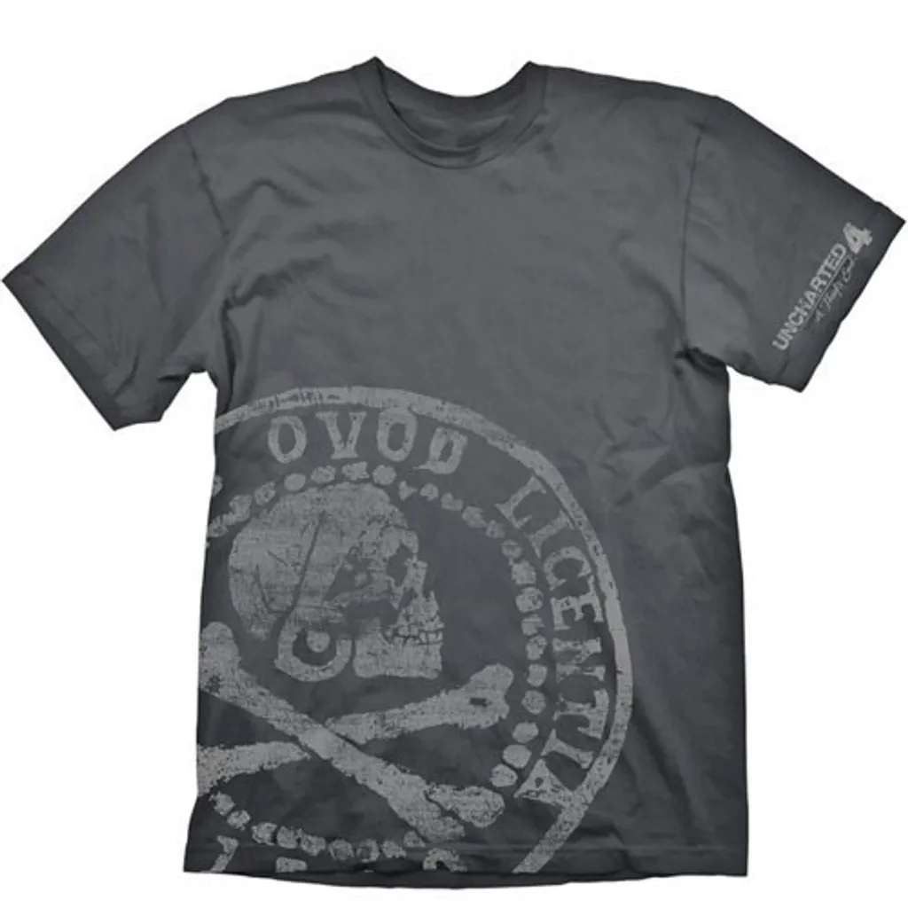 T-Shirt Uncharted Pirate Coin Gris XXL - Tee-shirt Geek Officiel Coton