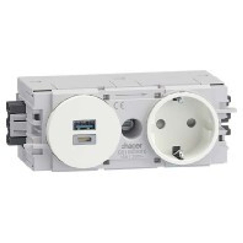 Hager Steckdose 1fach USB A+C GS16009016 15W Wago Winsta C-Profil verkehrsweiß