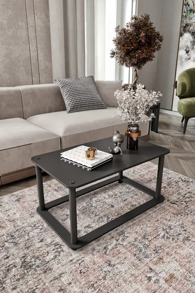 Table basse noire de salon Hole Rect pour vos apéritifs entre amis