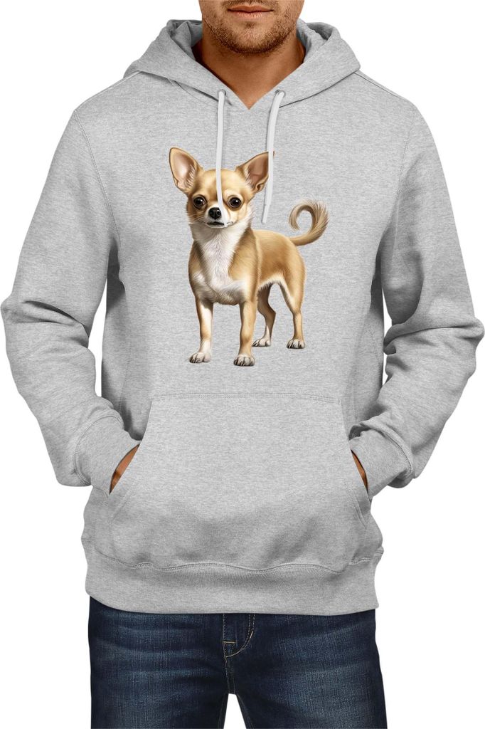 Herren Kapuzenpullover Dogs Breeds Chihuahua Dog Breed 005, Man S / Grau