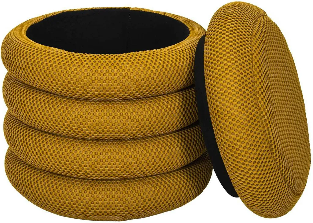HowHomely Pouf Giallo in Tessuto: Elegante Sgabello Design 37x37x42cm