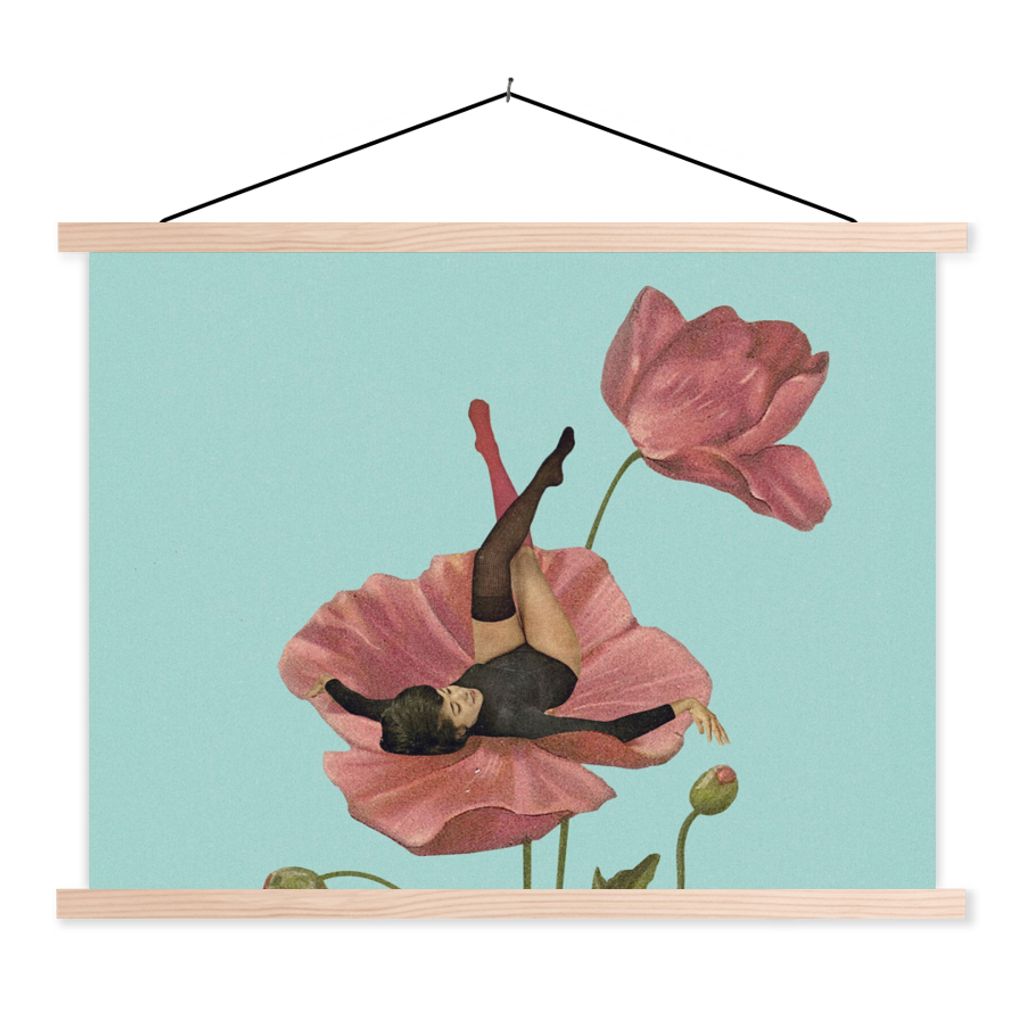 MuchoWow Textilposter Träume - Vintage - Frauen 40x30 cm mit holzfarbenen Rahmen - Bilder