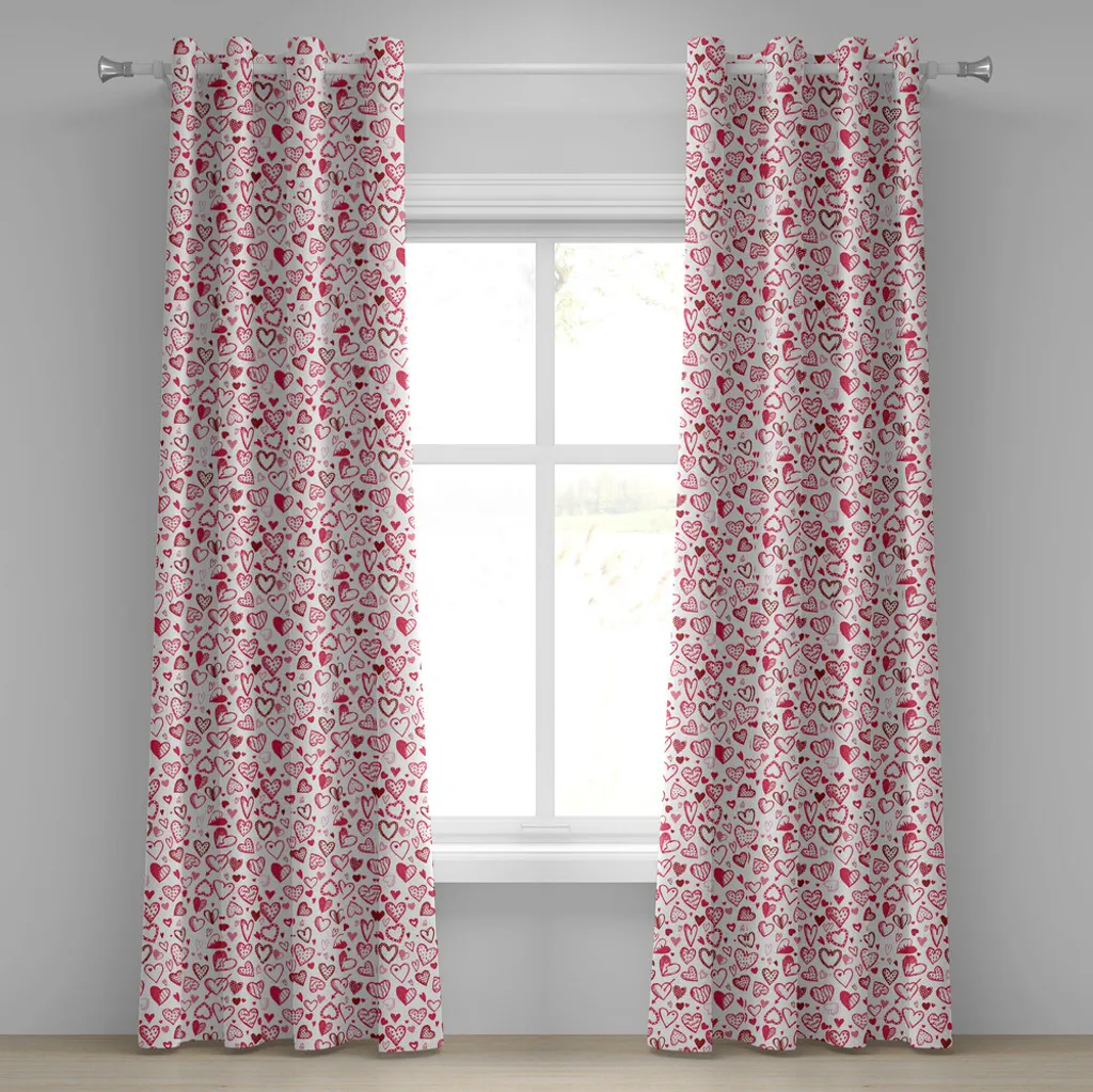 Tende ABAKUHAUS Cuori Rosa: 2 Pannelli Decorativi 280x175 cm