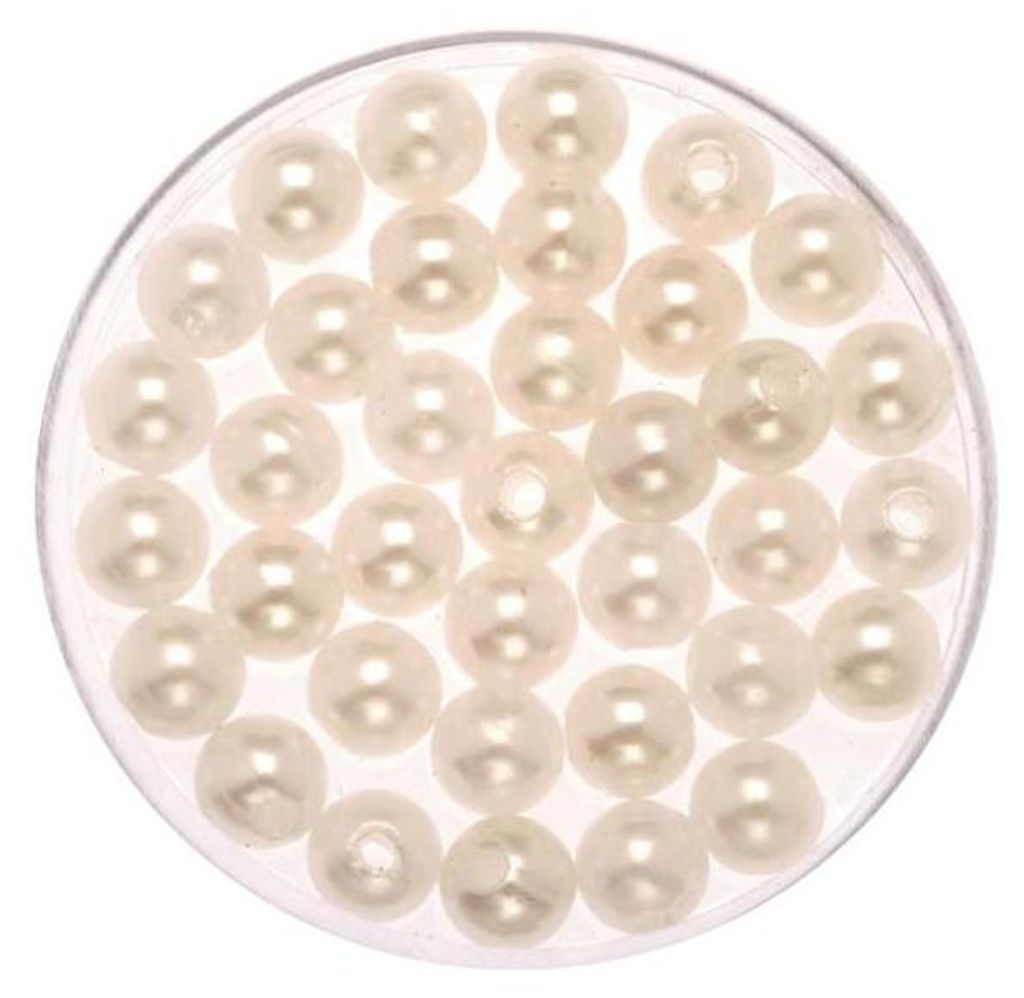 Glorex Deko Perlen 6 mm 75 g, perlweiß