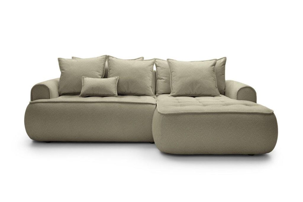 Modernes Ecksofa mit Schlaffunktion und Bettkasten Couch rechts ESHE - LEO 09