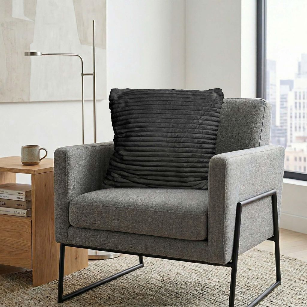 Kuschelige Cord-Kissen 50x50 cm – Plüschig, Waschbar (60°C), Reißverschluss – Farben: Anthrazit, Weiß, Taupe, Silber Grau