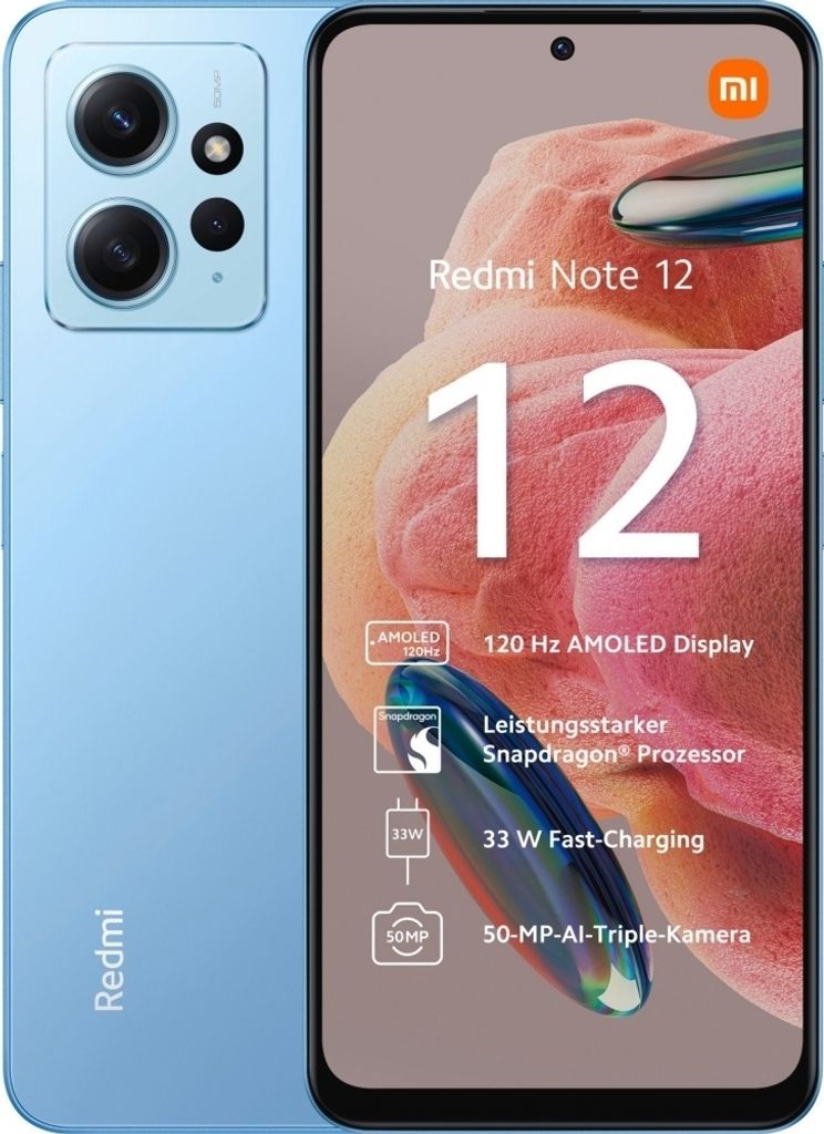 Xiaomi Redmi Note 12 LTE 8GB RAM 256GB Dual Sim ice Blau EU Produktbild 