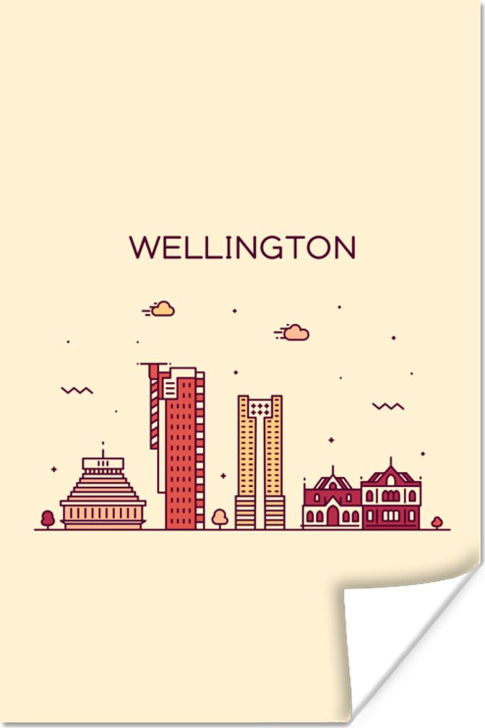 MuchoWow Poster Wellington - Skyline - Neuseeland 120x180 cm - Kunstposter
