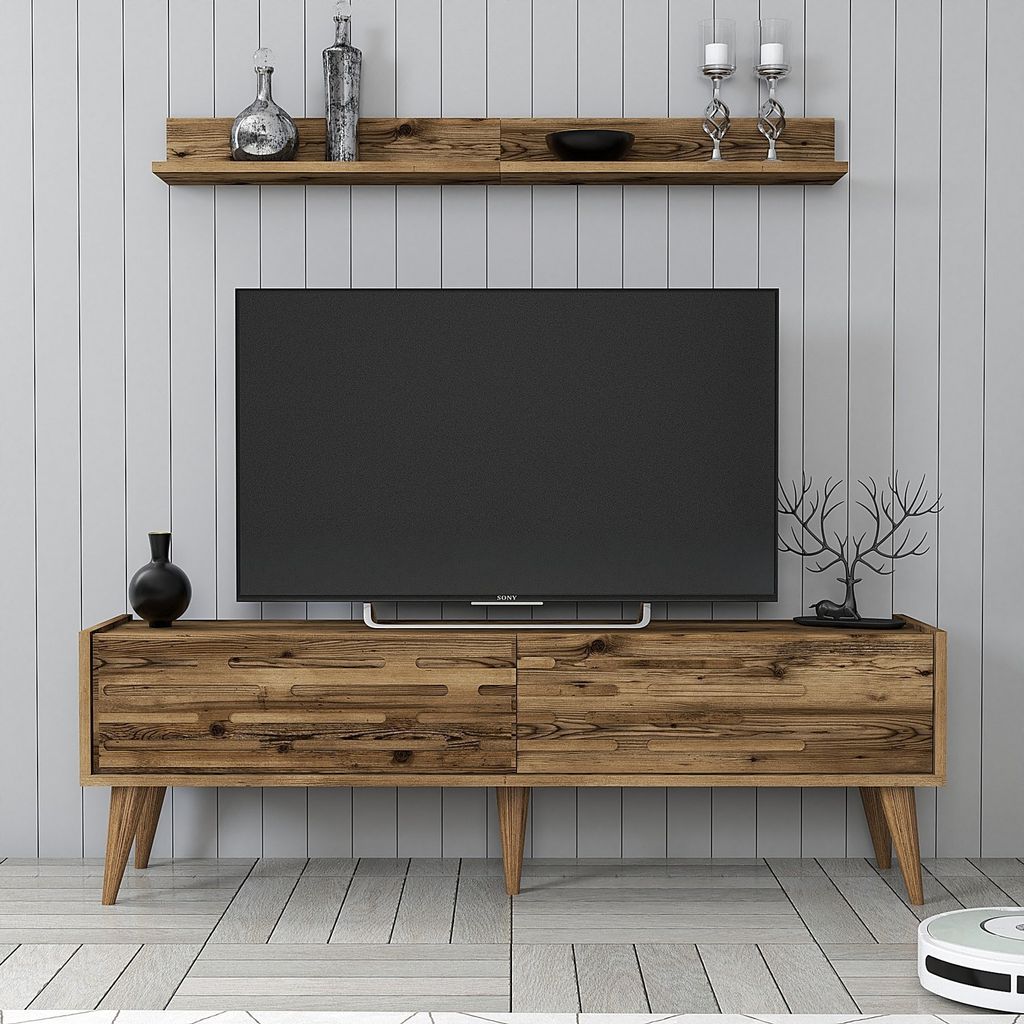 Skye Decor, Valensiya 140 - Walnut, TV-Einheit, Nussbaum, 100 % MELAMINBESCHICHTETE SPANPLATTEN, 140 x 45 x 35 cm