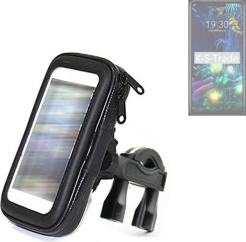 K-S-Trade Fahrrad-Halterung kompatibel mit LG Electronics V50 ThinQ Handy-Halterung Halter Lenkstange Fahrradhalterung Motorrad Bike Mount