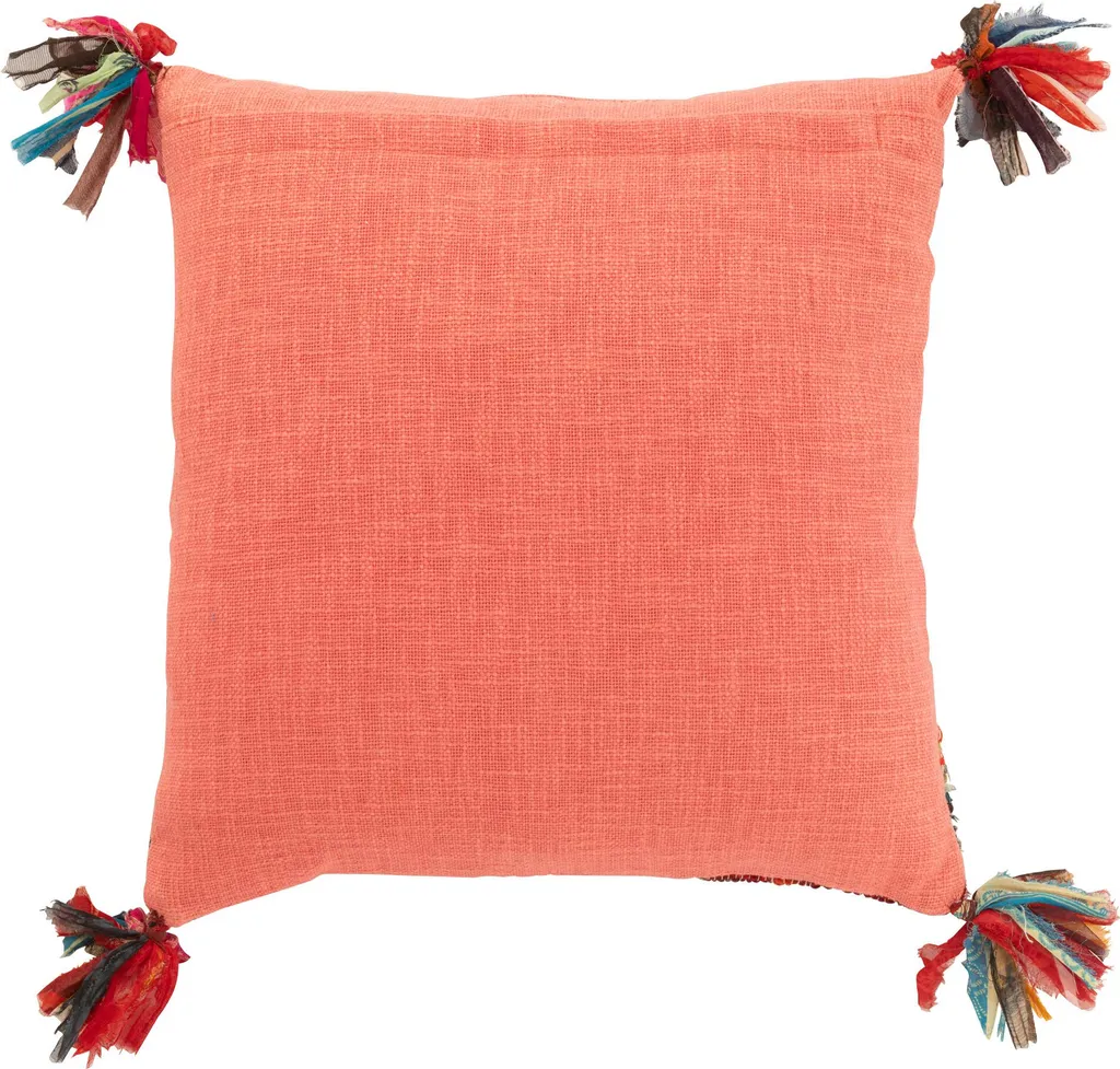 Coussin Rose J-Line Texture Chindi en Coton et Polyester avec Finitions - 3
