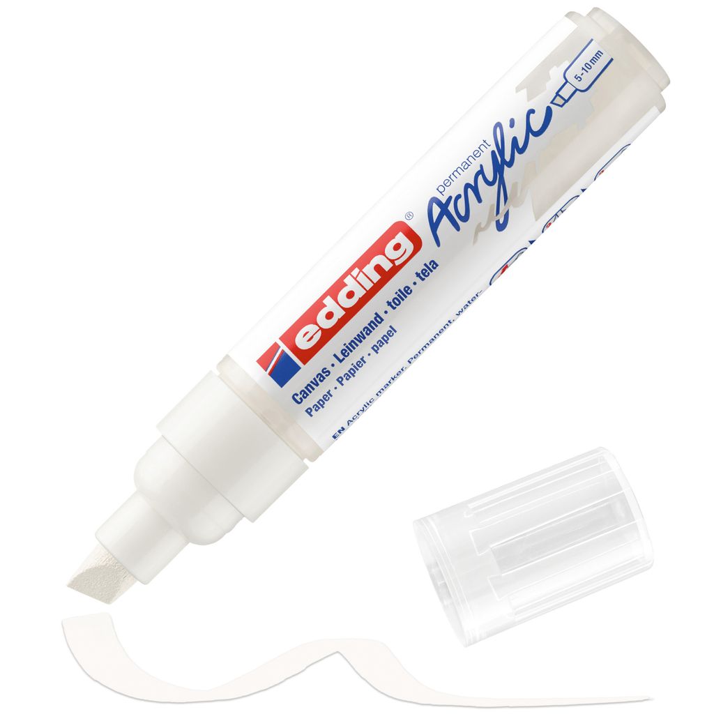 Edding 5000 Acrylmarker Breit, Weiß, Meißel, Weiß, Produktbild 