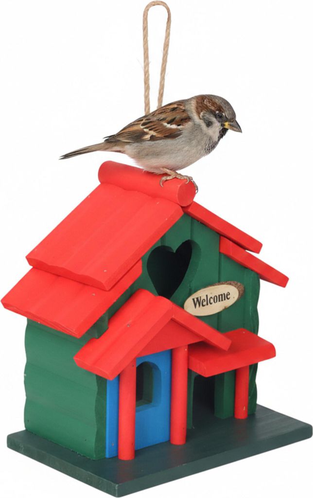 Casetta per uccelli decorativa Relaxdays, stile rustico, in Immagine del prodotto 