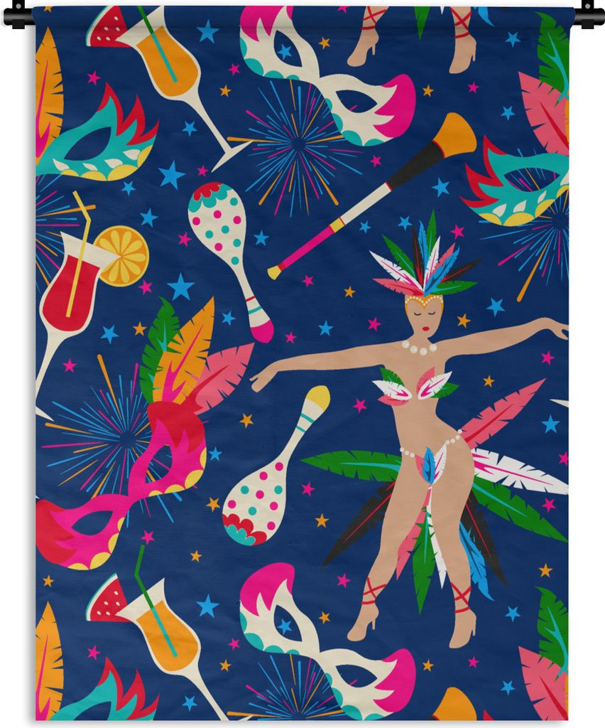 MuchoWow Wandteppich Wandbehang Karneval - Brasilien - Muster 90x120 cm Tapisserie Dekoration Wandtuch - Wanddeko