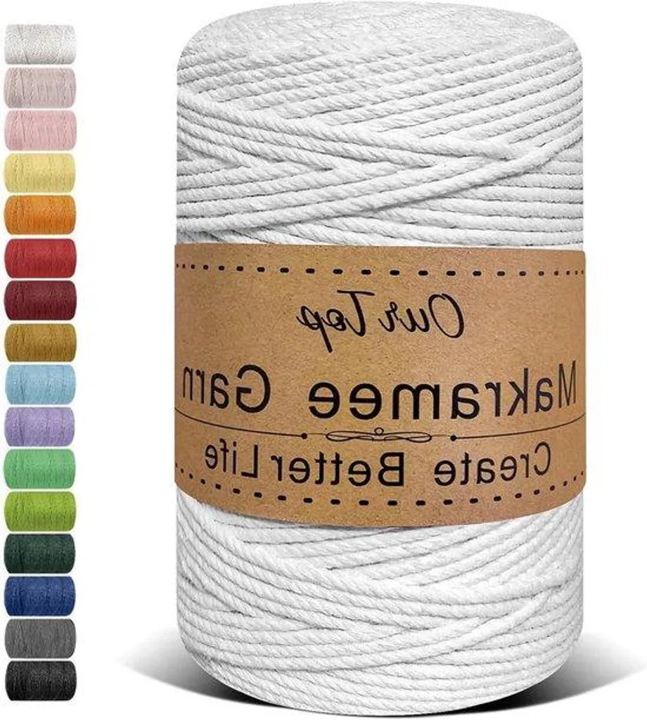 Fil macramé 300m blanc de qualité supérieure 3mm spécial tressage