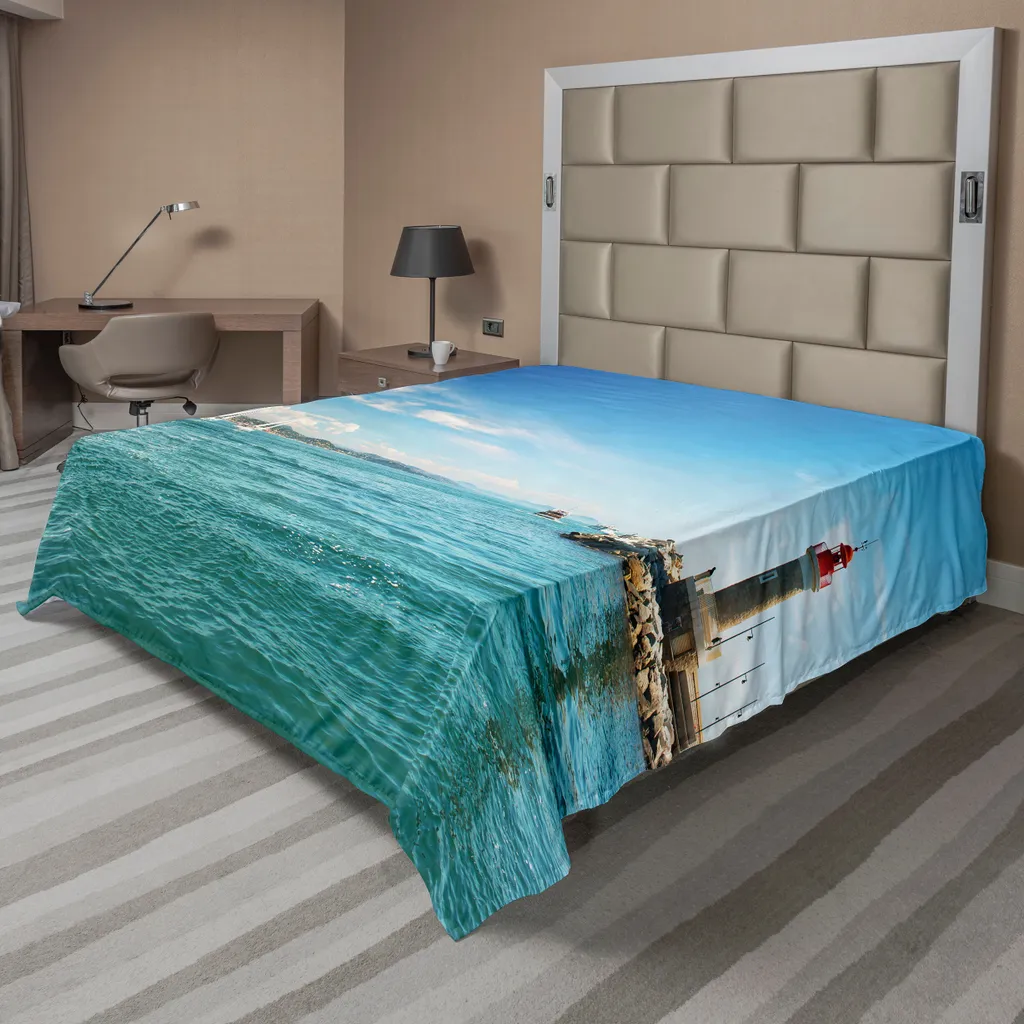 ABAKUHAUS Drap Plat Phare et Voiliers Multicolore 260 x 228 cm Doux
