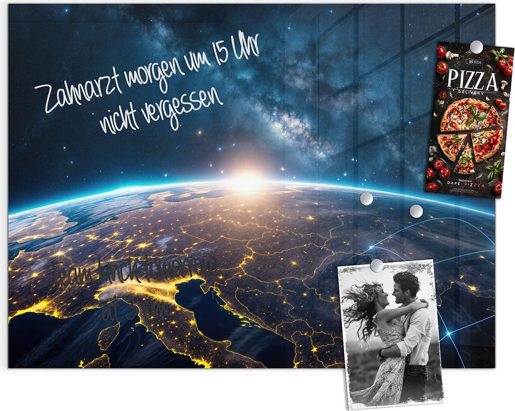 Magnettafel 120x90cm Pinnwand Whiteboard beschreibbar - Sonnenaufgang Erde