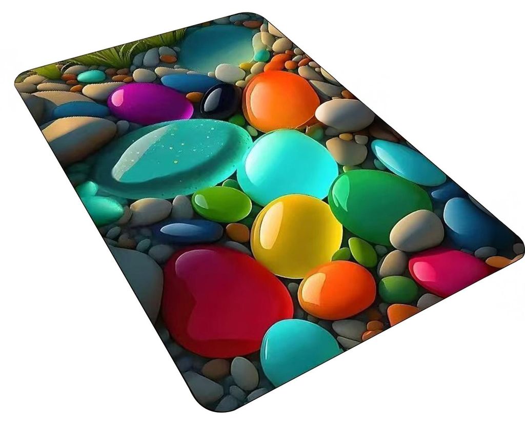 3D-Fußmatte mit optischer Täuschung in Kieselsteinform, rutschfest und wasserabsorbierend, für Badezimmer, Schlafzimmer, Wohnzimmer und Eingangs...
