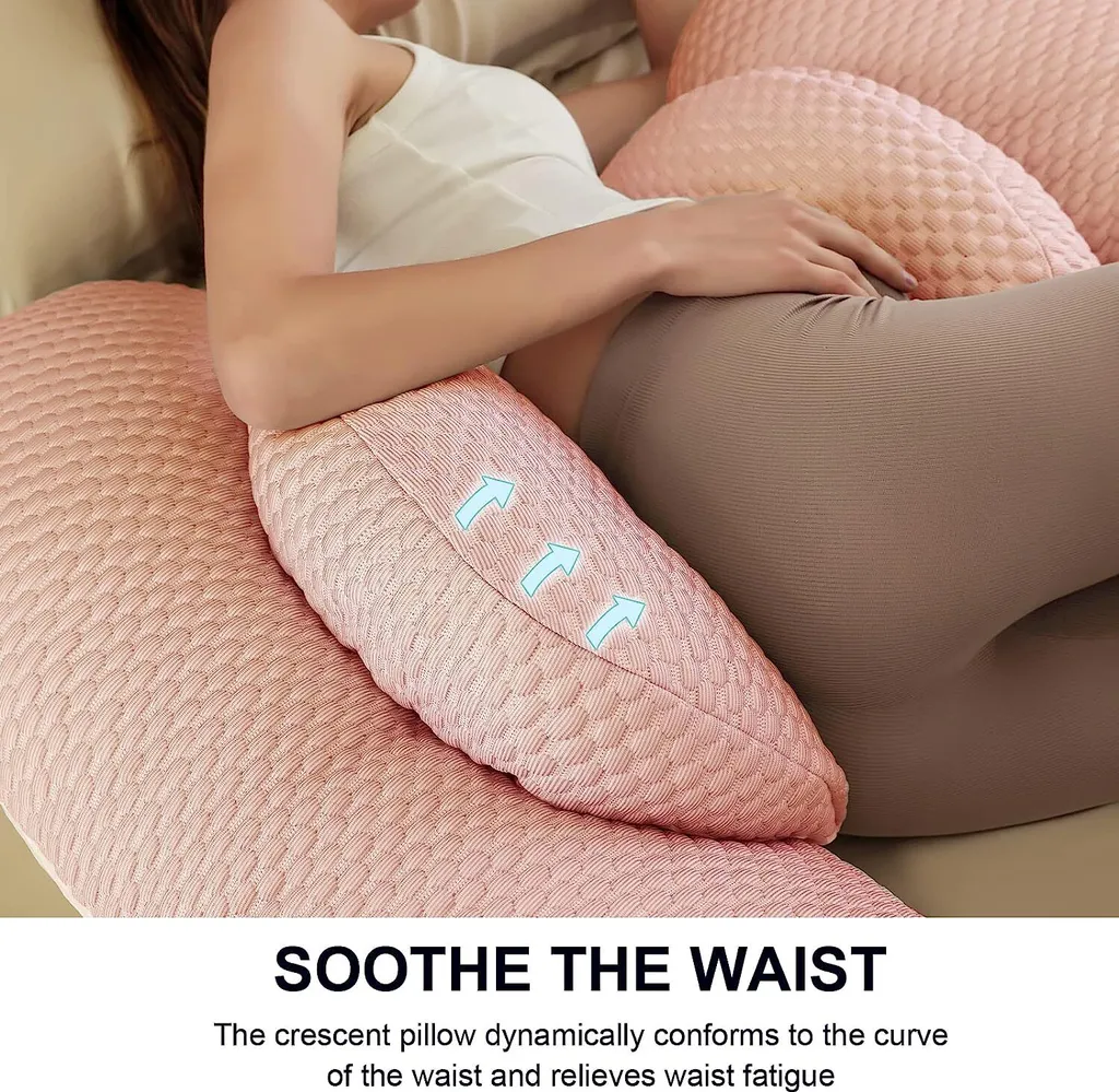 Coussin de Grossesse Forme H Réglable, Oreiller Confort Total Rose Doux - 2