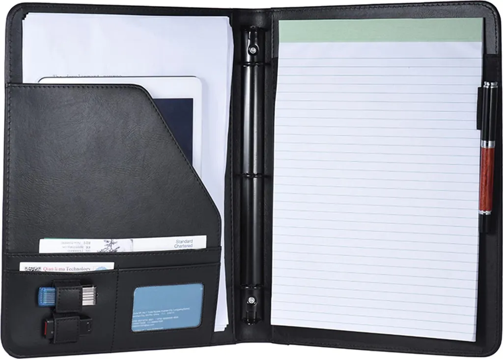 Padfolio A4 cuir PU : porte-documents organisé avec porte-cartes et U-Disk - 2