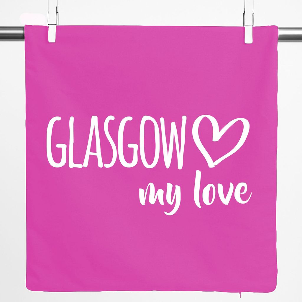 Huuraa Kissenbezug Glasgow my love 40x40cm Fuchsia Baumwolle Dekokissenbezug Geschenkidee