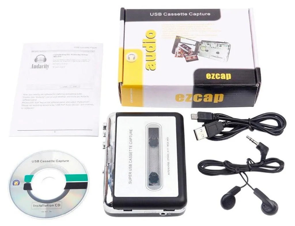 Convertisseur de cassettes en MP3 USB avec logiciel d'édition audio PC