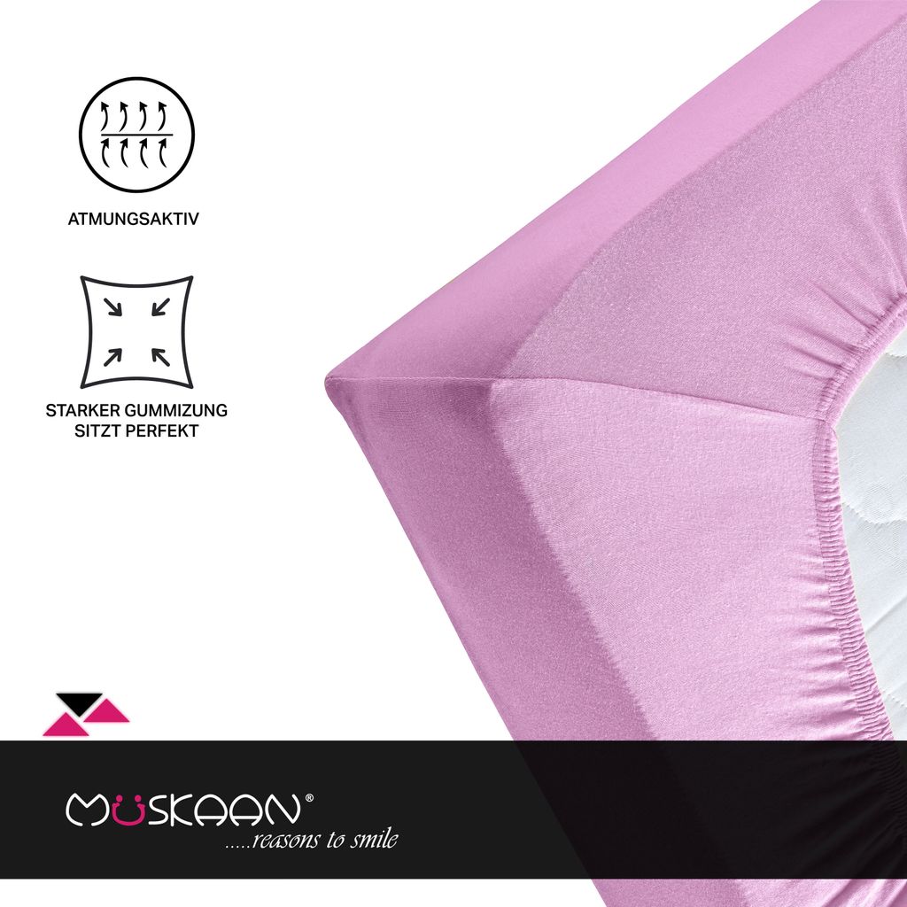 Müskaan Jersey Spannbettlaken 90x200cm - 100x200cm rosa bis Produktbild 2