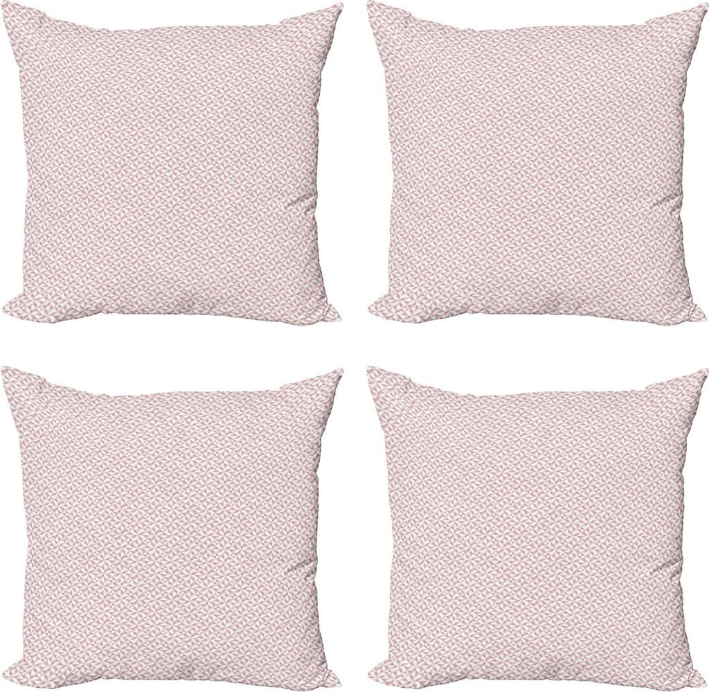 ABAKUHAUS Pinwheel Kissenbezug Set (4 Stück), Weiches Pinkish Motiv, Moderner Doppelseitiger Digitaldruck, 50 cm x 50 cm, Getrocknete Rosen-Weiß