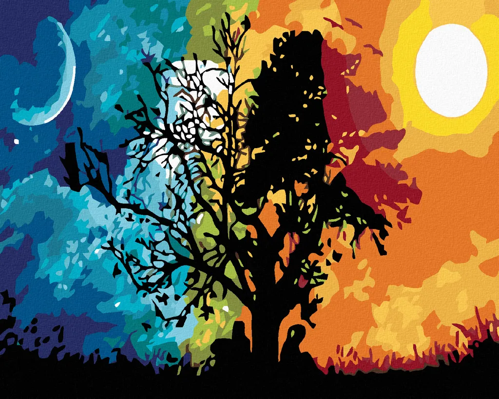 Kit Zuty Pittura Diamanti 40x50 cm Albero Giorno Notte - Senza Cornice