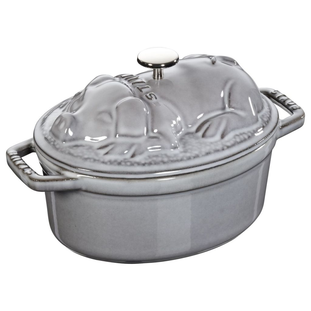 Staub Guss Cocotte "Schwein", oval Graphitgrau 17 cm