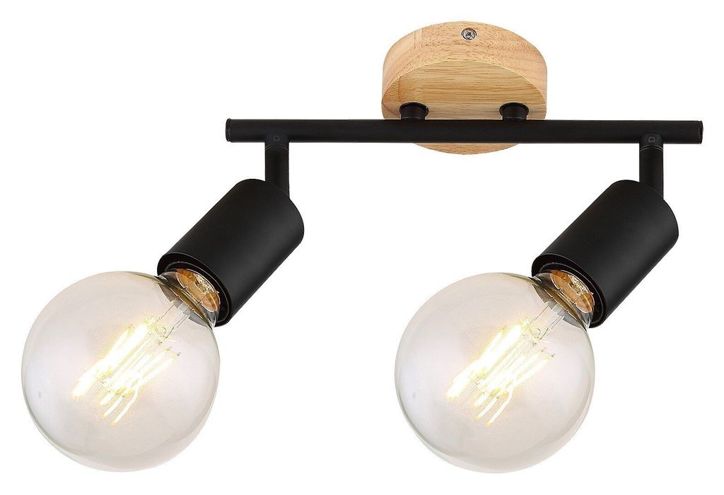 Rabalux 3977 Deckenstrahler 2 Spots Pablo, E27-Holz, schwarz, Industriell, 25,5cm